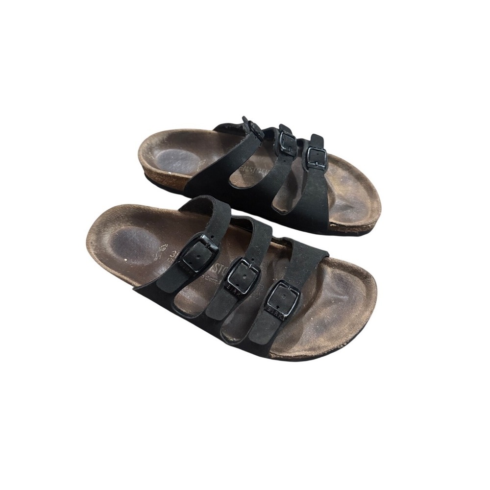 Birkenstock Black Florida Birko-Flor Slide Sandals 38/7-7.5 Minimalist Earthy